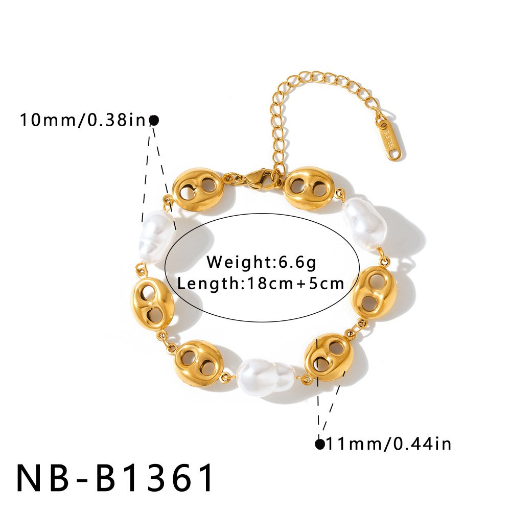Stainless Steel Pearl CZ Minimalist Jewelry Bracelet Wholesale product image