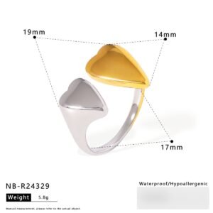 Stainless Steel Heart Open Ring Wholesale product image