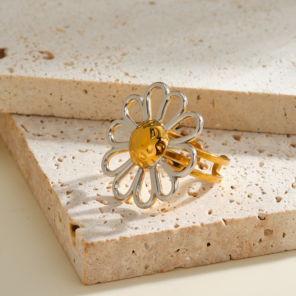 Stainless Steel Flower Minimalist Hollow Ring Wholesale product image