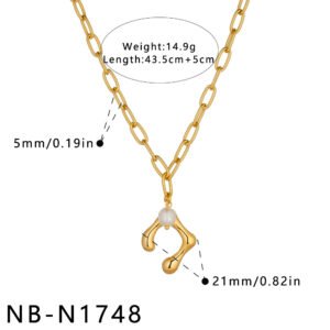 Stainless Steel Pearl Geometric Irregular Minimalist Necklace Wholesale product image