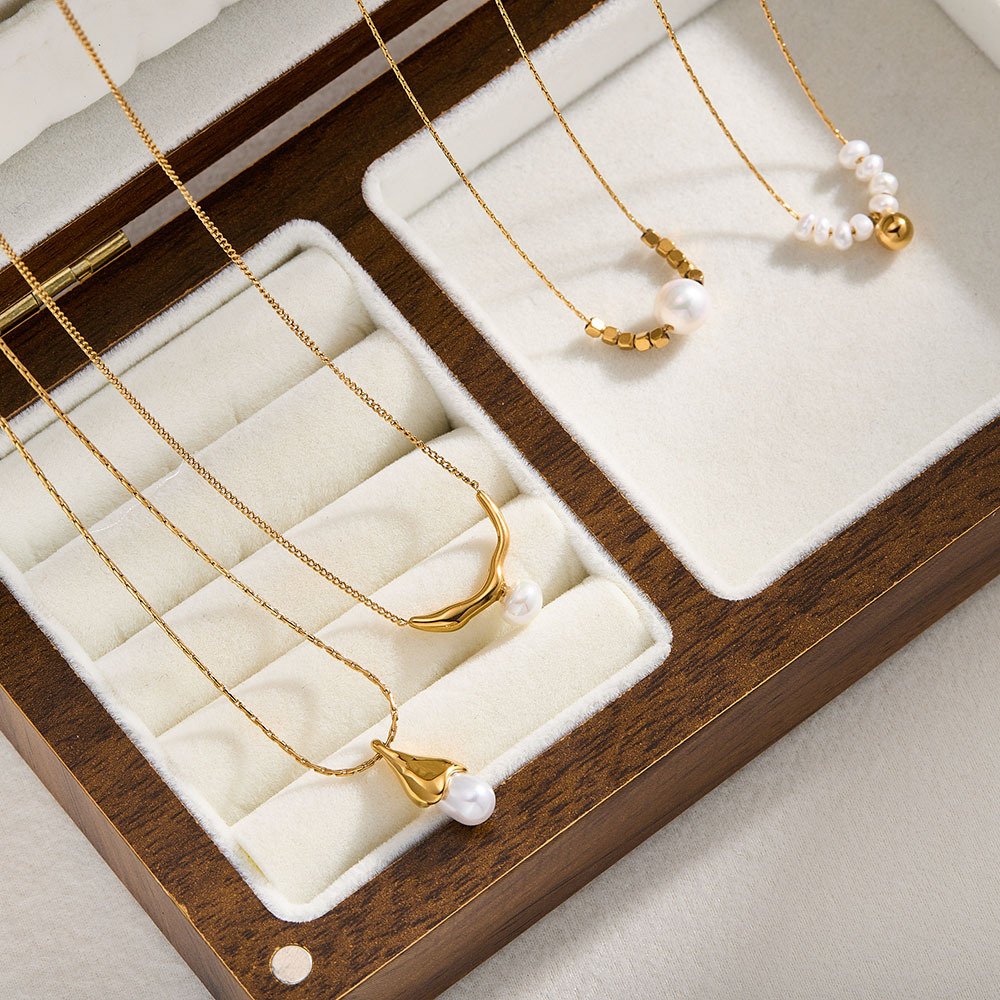 Stainless Steel Pearl Minimalist Jewelry Necklace Wholesale product image