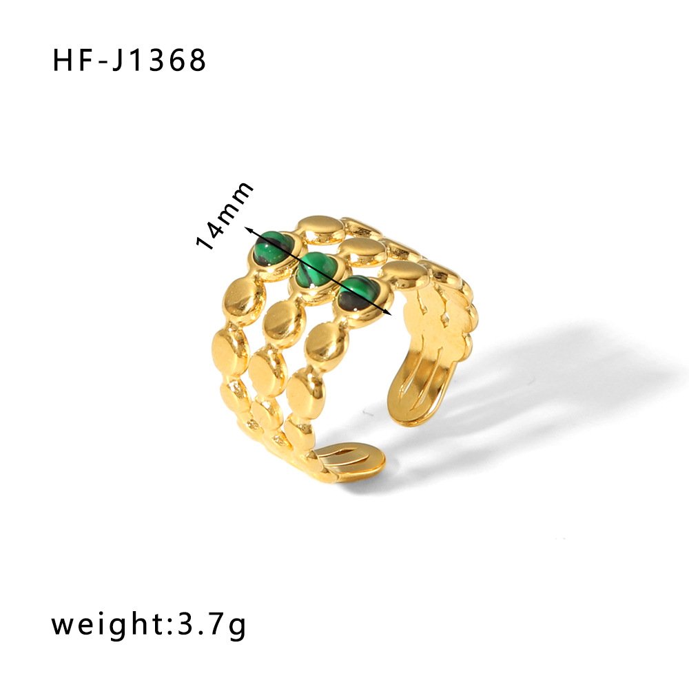 Stainless Steel CZ Vintage Enamel Open Ring Wholesale product image