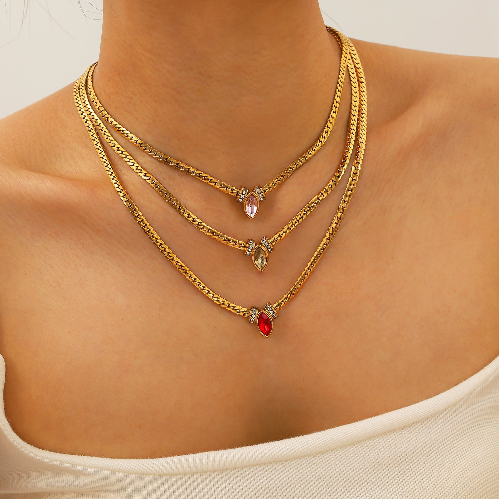 Stainless Steel CZ Snake Minimalist Jewelry Necklace Wholesale product image