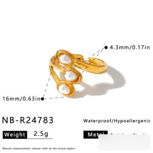 Stainless Steel Pearl Vintage Ring Wholesale product image