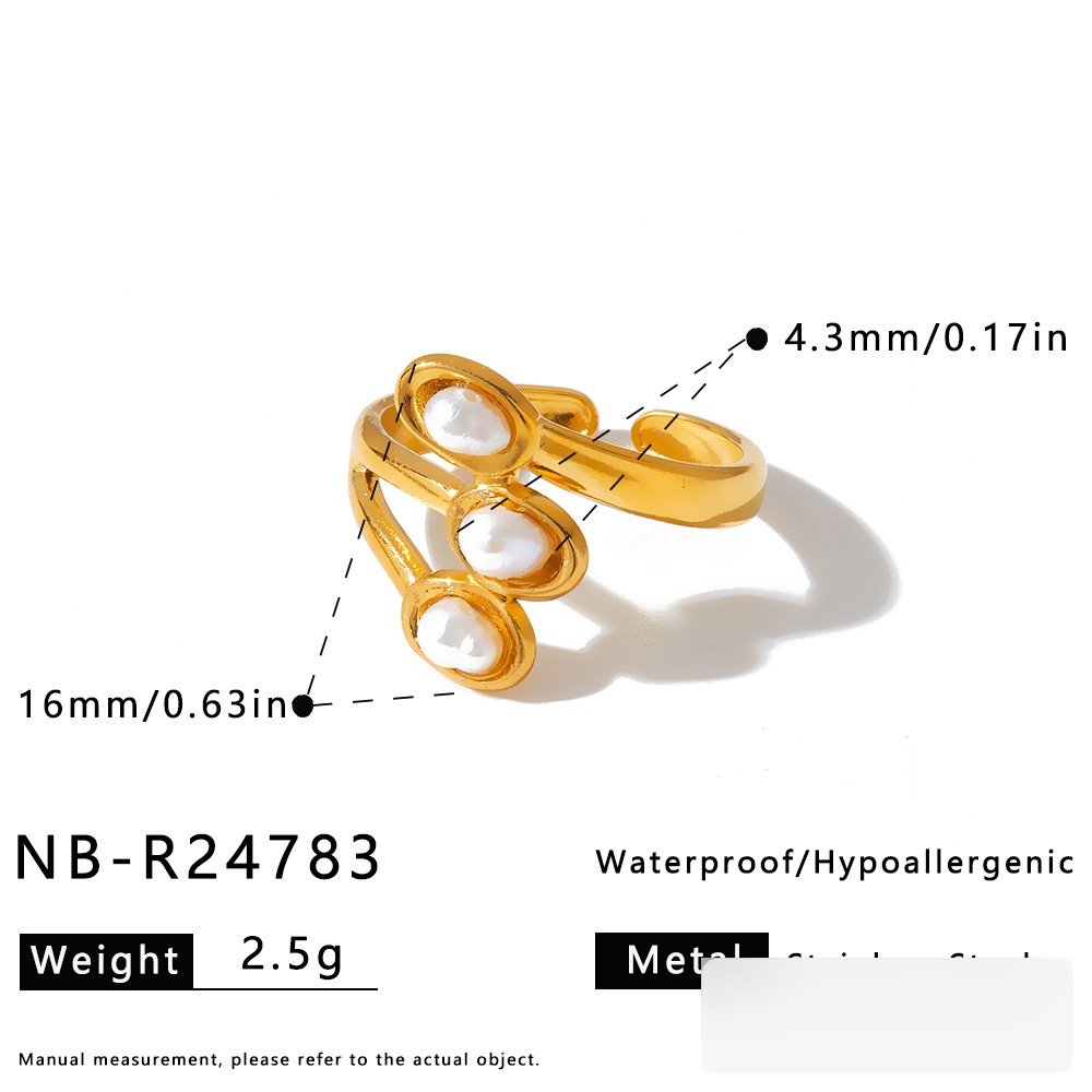 Stainless Steel Pearl Vintage Ring Wholesale product image